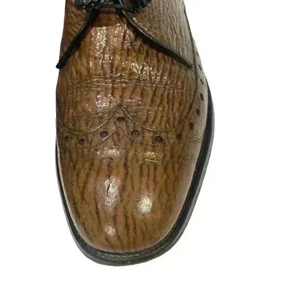 VTG Allen Edmonds Nassau Brown Sharkskin Mens Wingtip Brogue Oxford Sz 10.5/44.5 - Picture 6 of 16